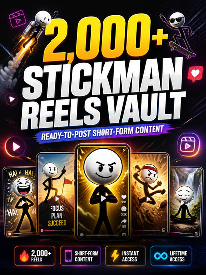 🚀 2,000+ Ready-to-Post Stickman Reels Vault